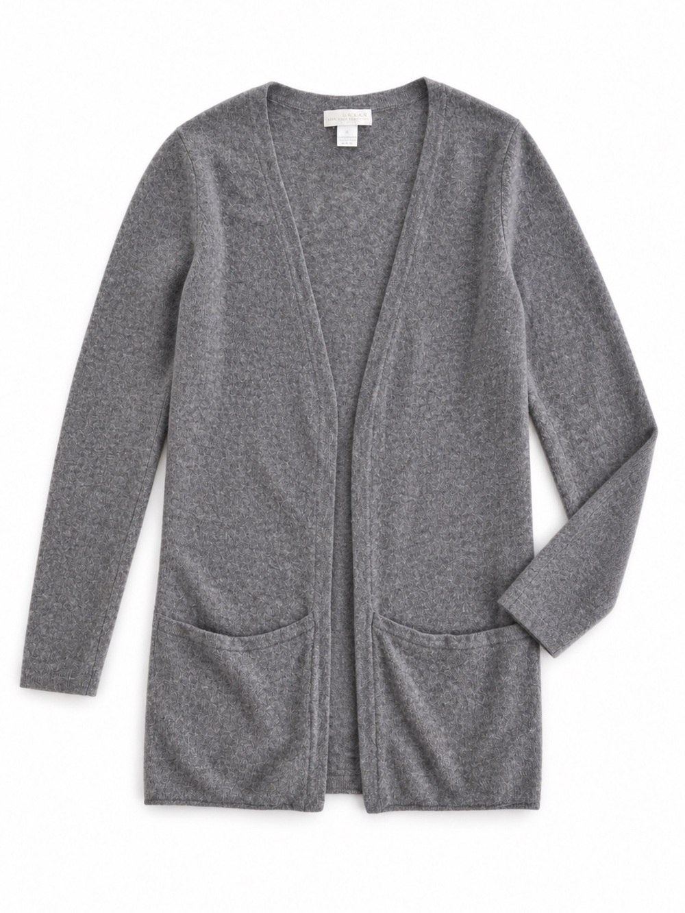 Kenar Gray Cashmere Cardigan Sweater Open Front Minimalist Luxe Knit Medium